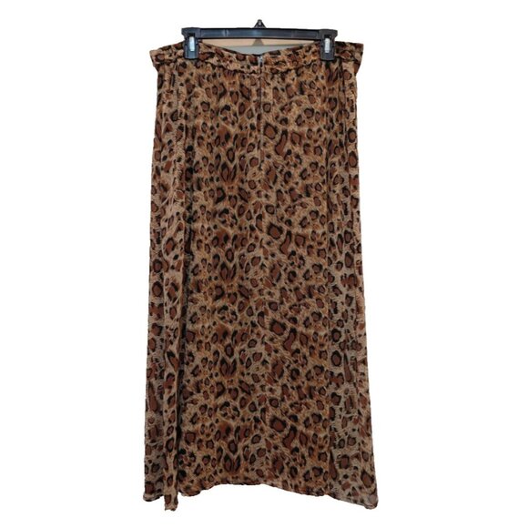 Vintage Kellwood Company Animal Print Chiffon Skirt Sz 14 Brown Tan - Picture 2 of 8
